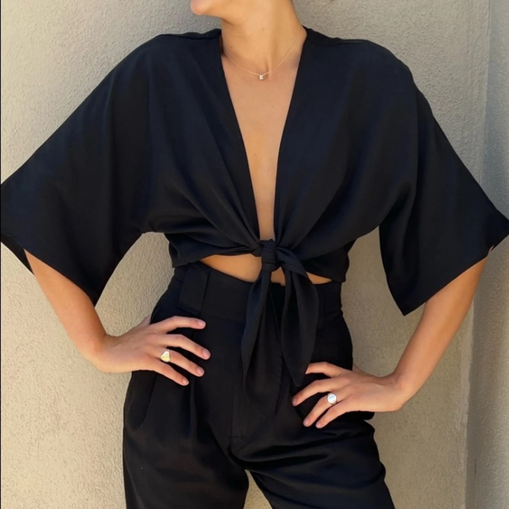 Na Nin Bobbie Vintage Wash Tencel Tie Top